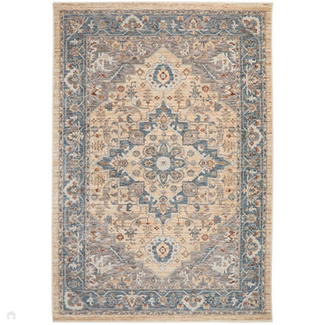 Legacy LEG07 Traditional Persian Medallion Border Soft-Touch Short Pile Polyester Flatweave Cream/Blue/Beige Rug-Concept Looms-Rug Love - The Most Loved Rug Store